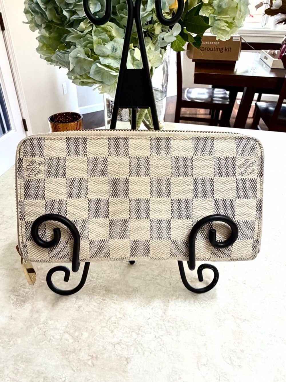 Louis Vuitton Zippy Wallet in Damier Azur Cream and Blue